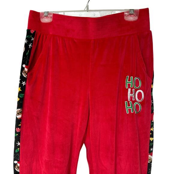 No Boundaries Track Suit Christmas Santa Cat Red Velour Jacket Pants Juniors 11 - Picture 11 of 16